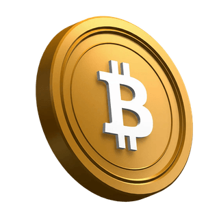 Schräg gezeigte Bitcoin-(BTC)-Münze im Hero-Bereich-Design